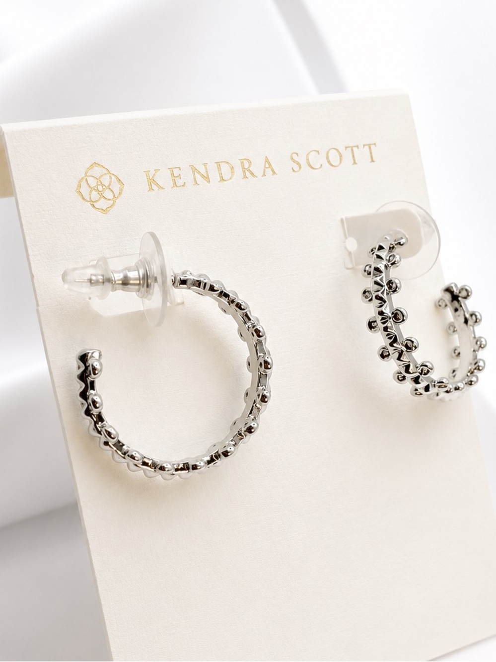 Kendra Scott Jada Silver Small Hoop Earrings in White CZ. - Picture 6 of 6